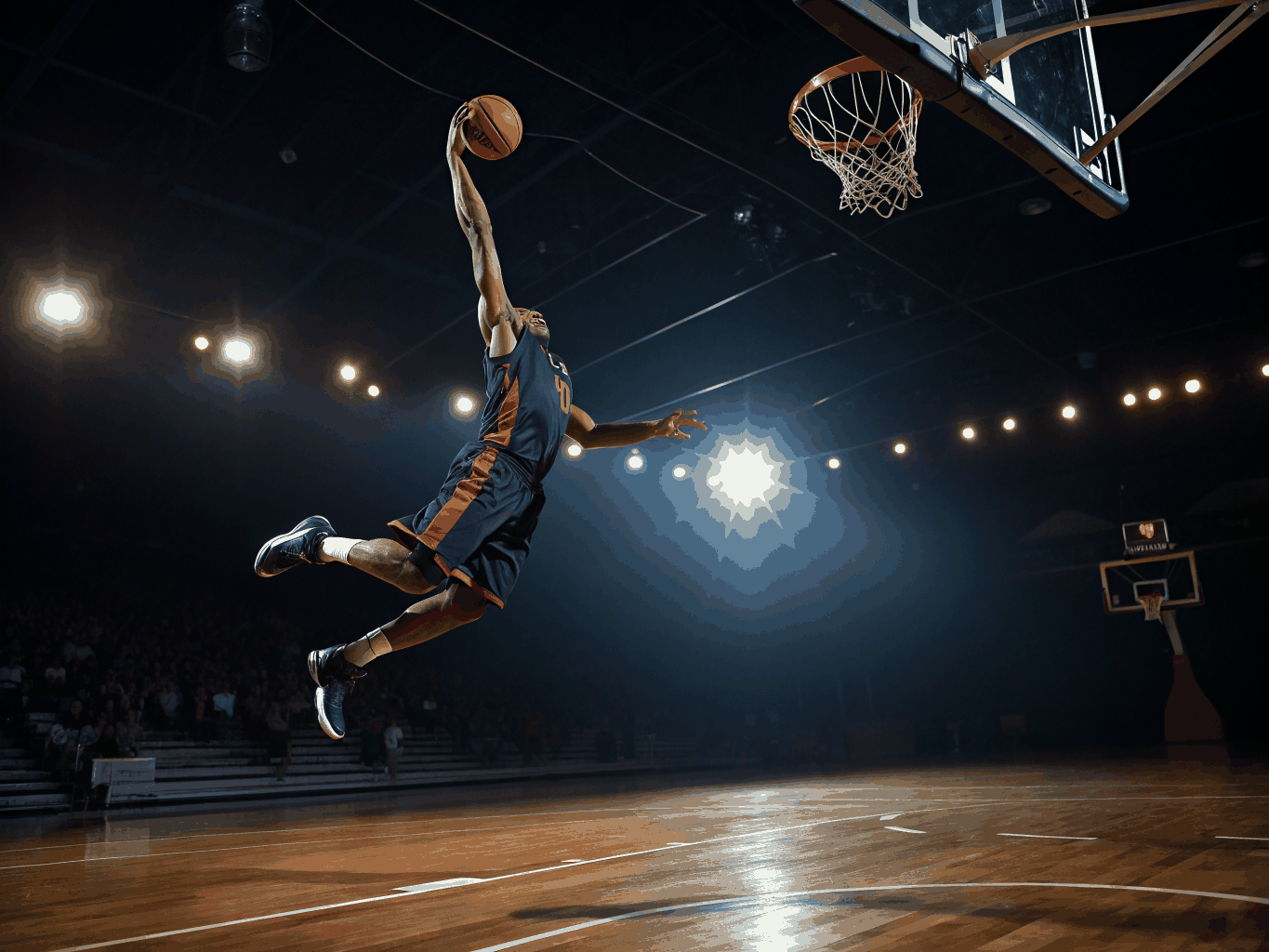 Basketball players competing outdoors in intense fast-break competition